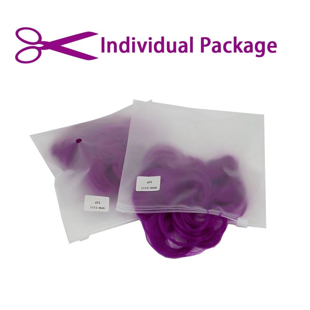iLUU Women 's Thick Hair Bun 2PCS Purple Curly Wavy Updo Hair Bun Extensions Synthetic Heat Resistent Natural Fiber Messy Hairpi