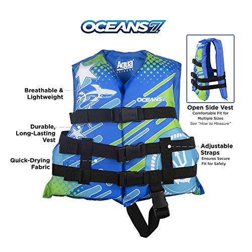 Airhead Treasure USCG Approved Life Jacket and Oceans 7 USCG Approved Open-Sided Life Jacket | Blue