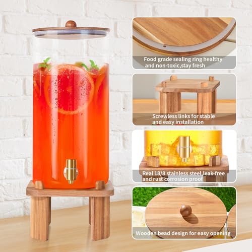 3 Gallon Extra Large Drink Dispenser for Parties,Glass Beverage Dispenser with Stand,Water Drink Dispenser with Airtight V...