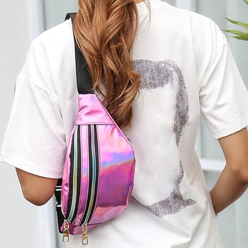 Fanny Pack For Women Holographic Crossbody Waist Bag Waterproof Waist Packs Adjustable Belt Laser Hip Bag Fashion Sports P...