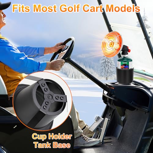 Golf Cart Heater, Portable Propane Heater with Cup Holder Fits Most Golf Cart Accessories Car, Safe Camping Tent Heaters C...