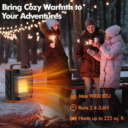 Fitfirst Portable Propane Heater - 9000 BTU Outdoor Tent Heater for Camping, 2 Heat Settings & Tip-Over/ODS Protection, Es...