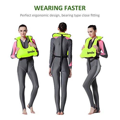 Lyuwpes Inflatable Snorkel Vest Adult Snorkeling Jackets Free Diving Swimming Safety Load Up to 220 Ibs