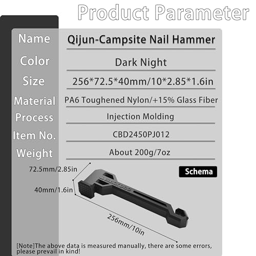 Blackdog Camping Hammer for Tent Stakes with Hook - 7oz Ultralight Portable Hammer, PA6 Toughened Nylon, Anti-Slip & Noise...