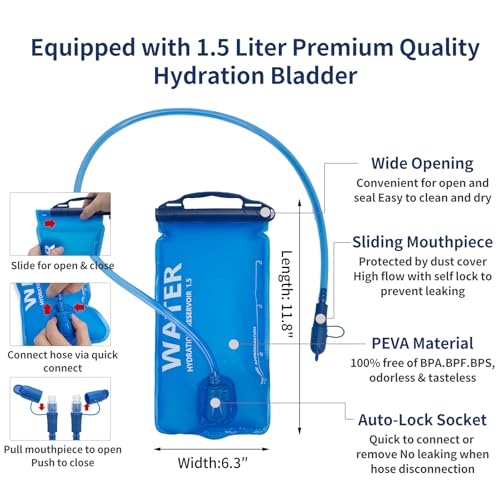 Carey STEN Lightweight Hydration Backpack, Outdoor Running Vest with 1.5L Water Bag, Suitable for Hiking, Cycling, and Bot...