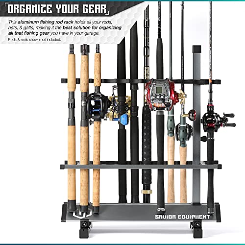 Savior Equipment Fishing Rod Rack Holder Organizer, 24-48 Slots to Hold Fresh Salt Water Spinning Rods & Reel Combo, Light...