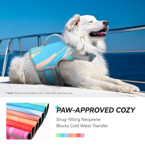 VIVAGLORY + Neoprene Dog Life Vest + Sports Style Dog Life Jacket, Swimming Vest with Handle, Ripstop & Buoyancy