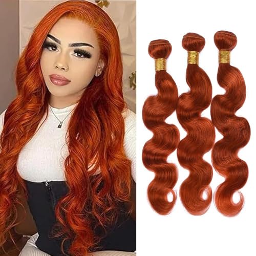 Ginger Orange 350 Human Hair Bundles 26 28 30 Inch Body Wave Bundles Human Hair Unprocessed Brazilian Virgin Hair Quick Weave for Black Women