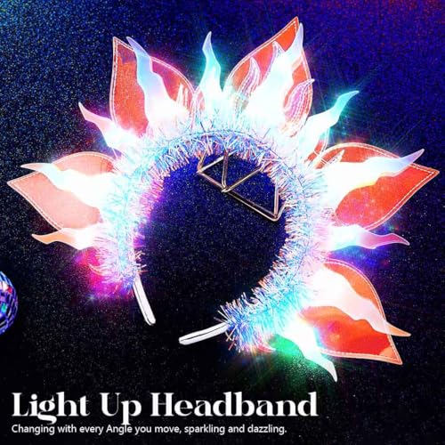 GENBREE Light Up Mermaid Costume Headband Glowing Headpiece Ocean Hair Accessories for Women