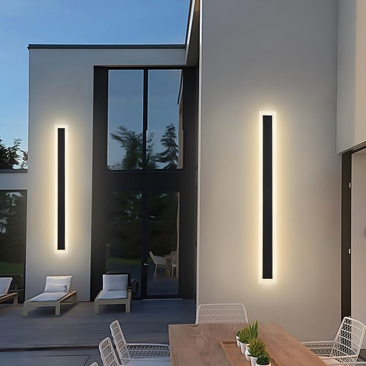 FDCOUA Outdoor Long Wall Lights of 2 Pack,Black Linear Dimmable Lamp,LED Exterior Wall Sconce Light Fixture,Waterproof Wall Light Ip65 for Front and Back Patio,Porch (31.5 inch)