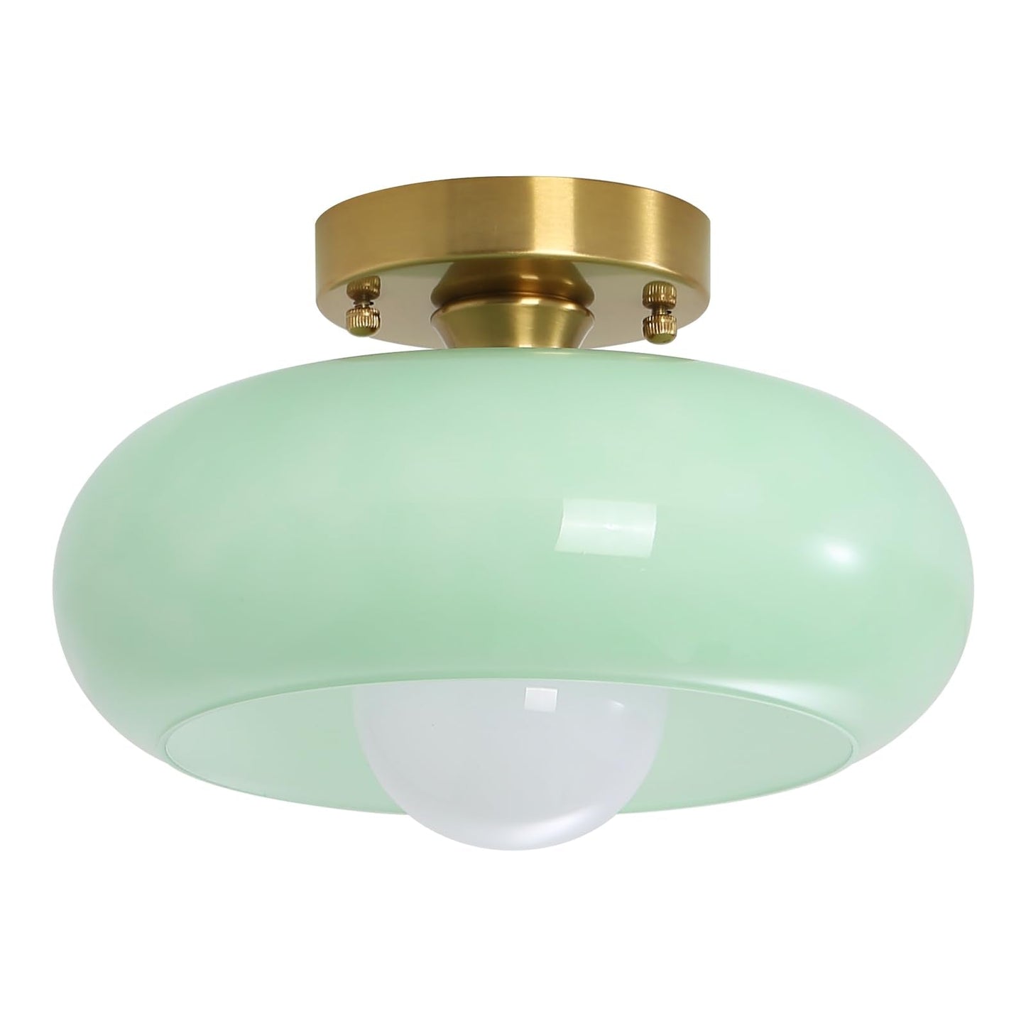 Yunnix Flush Mount Ceiling Light Hallway Light Fixtures Glass Light for Bedroom Kitchen Dining Room Hallway Globe Gold Base Light Green 11.02 inch