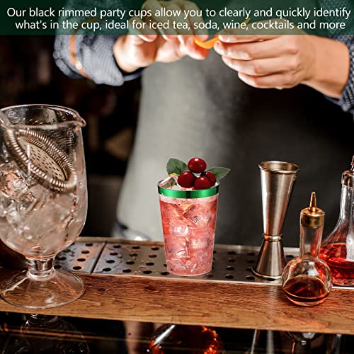 Norme 50 Pcs 12 oz Plastic Cups Disposable Cups 12 oz Plastic Glasses Clear Tumblers with Rim for Birthday Wedding Party E...