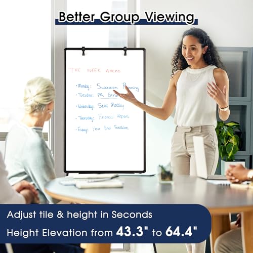 QUEENLINK Magnetic Whiteboard Easel, 36"x24" Height Adjustable Dry Erase Board with Stand, Large Aluminium Frame White Boa...
