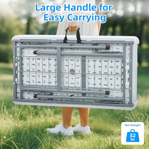 SHAREWIN Folding Ice Cooler Table, Skirt &Drain Hose Plastic Chill Table to Keep Drinks Cool, Portable Foldable Self-Servi...