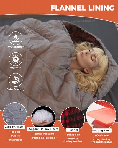 KingCamp Sleeping Bag for Adults, Cold Weather & Warm Extra Wide Big & Tall XL Portable Waterproof Flannel Sleeping Bags, ...