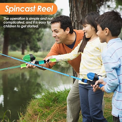 Kids Fishing Rod Reel Combo 4.92FT/5.9FT 2PCS Telescopic Fishing Pole Spincast Reel with Fishing Accessories Ultralight Fi...