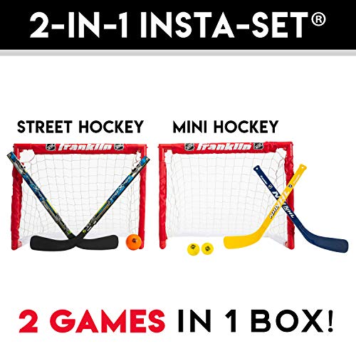 Franklin Sports - NHL Kids Folding Hockey Goals Set - (2) Street Hockey & Knee Hockey Goals - (2) Adjustable Youth Hockey ...