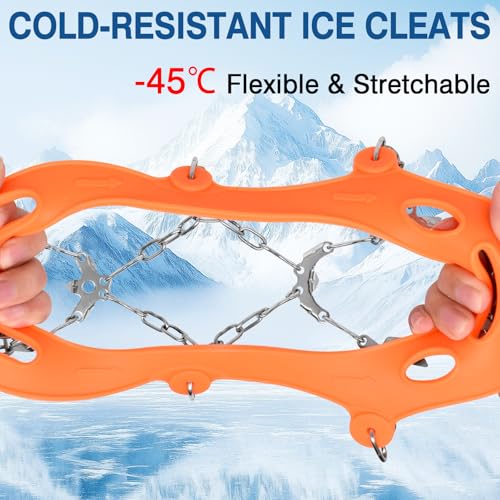ZeeDix Crampons Ice Cleats for for Shoes & Boots, 19-Spike Stainless Steel Crampon, Anti Slip Traction Grips for Walking H...