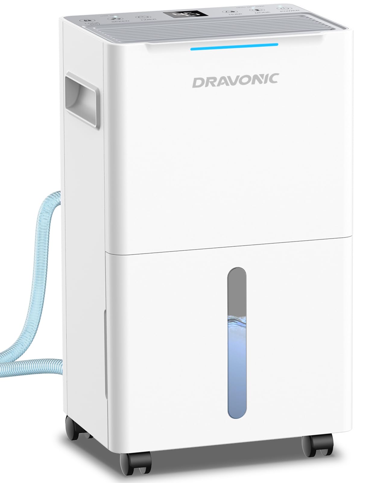 Dravonic 21 Pints Dehumidifier for Basement and Home, Quiet 3-Mode Operation with Continuous Drain Hose, 0.4 Gal Tank, Auto Defrost and 24H Timer for Bedrooms and Bathrooms (White, 21 Pints)