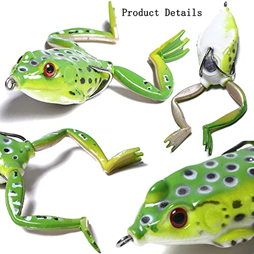 LURESMEOW Frog Lure, Topwater Fishing Lures, Frog Lures for Bass Fishing, Top Water Frog Soft Swimbaits with Weedless Fish...