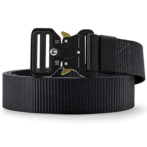 DOOPAI Tactical Belt for Men, Black Military Nylon Web with Quick Release Heavy Duty Buckle, Ideal for Work