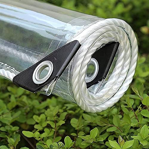 GQZGGXX 8' X 10' Outdoor Clear Tarp Curtain Waterproof Wind-Proof 0.35mm Transparent Vinyl Tarp for Patio Pergola Garden C...