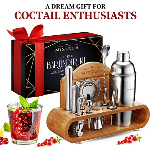 Mixology Bartender Kit with Stand - 19 Piece Bar Set Cocktail Shaker Set, Drink Mixer Set for Home Bar with All Bar Access...
