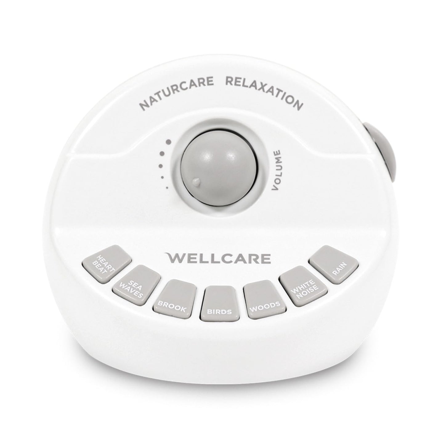 WELLCARE-Naturcare Sound Relaxation: White Noise, 7 Nature Sounds, Sleep Sound Machine, Calm Infants, for Baby, Kids, Adult. Stepless Volume, Timer, Powered by Adapter(Incl.) or Batteries(Not Incl.)