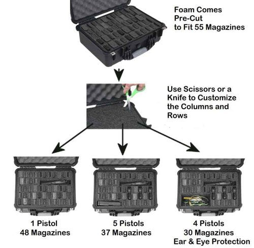 Case Club 55 Pistol Magazine Case, Protective Hard Case, Waterproof & Crushproof, Pressure Valve, Folding Handles & Lockable, Airline Approved