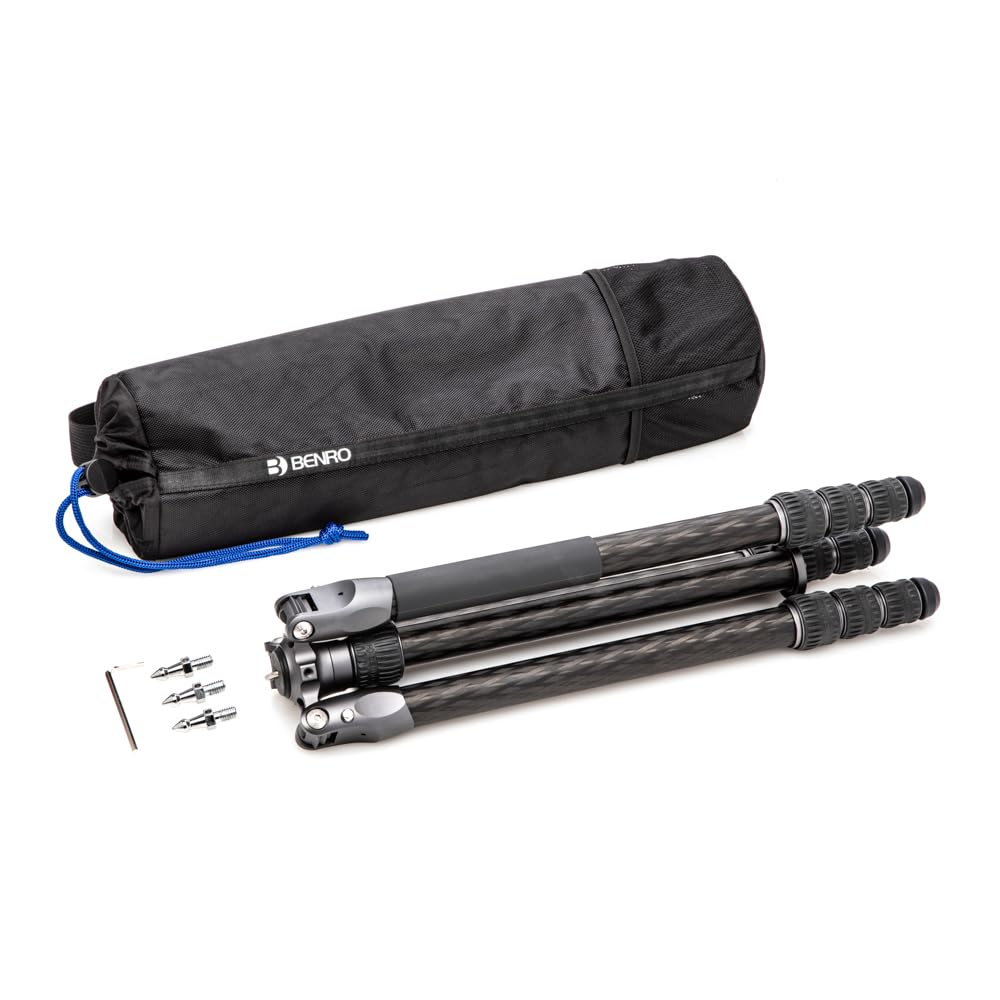 Benro Rhino Series Carbon Fiber Tripod with Lightweight Foldable Design, Multi Angle Legs, Twist Lock Adjustments and Monopod Conversion for Hybrid Photo and Video Creators (FRHN24C)