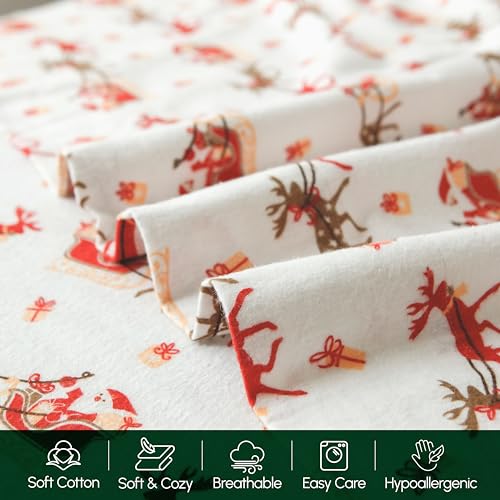 Elegant Comfort Ultra Soft 4-Piece 100% Turkish Cotton Flannel Sheet Set - Holiday Christmas Flannel Sheets, Warm and Cozy...