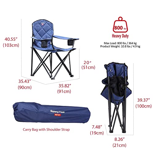 SUNNYFEEL XXL Oversized Camping Chair Heavy Duty 800 LBS for Big Tall People Padded Portable Folding Quad Lawn Chairs with...