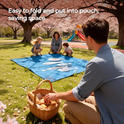 HAGUL Large Size Beach Mat 75"x75" – Outdoor Picnic Blanket, Waterproof Sand Mat for Camping, Grass & Travel, Portable Fol...