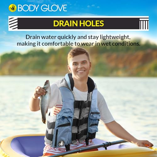Body Glove Angler Fit Unisex Adult Life Jacket Nylon Fishing Life Jacket - Coast Guard Approved, High Mobility PFD, Lightw...