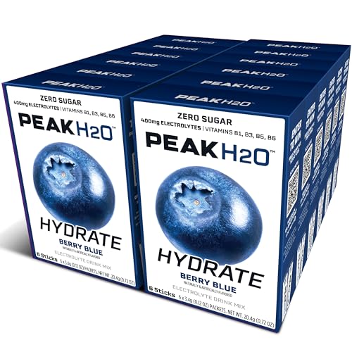 PeakH20 Electrolytes Powder Hydration Packets | Berry Blue | 72 Servings | Sugar Free Water Flavor Packets for Workout Rec...