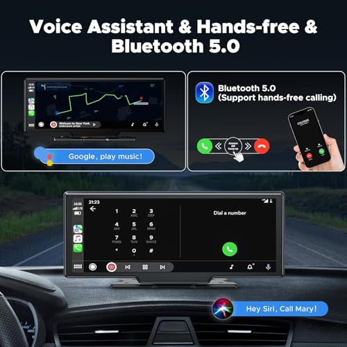 LAMTTO 9.26" Wireless Carplay and Android Auto with 2.5K Dash Cam, 1080P Backup Camera, Portable Touchscreen GPS Navigatio...