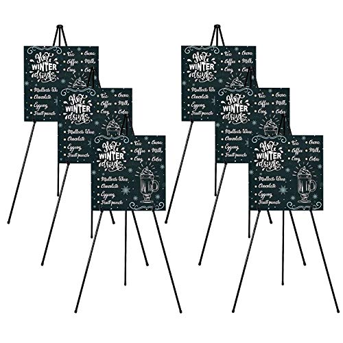 Mutualsign 6 Packs Easel Stand for Display Easels for Signs Black Easel Floor Tripod Standing Poster Easel, Lightweight Me...