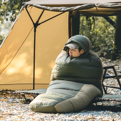 OneTigris Black Nordic Defender 2.0 Version - 5℉ Down Sleeping Bag Winter- Ultralight Backpacking Puffy 800 Fill Power 700...