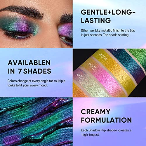 MAKI YIKA Glitter Liquid Eyeshadow Chameleon Metallic Eyeshadow MultiColor Shifting Long Lasting Multichrome Holographic E...