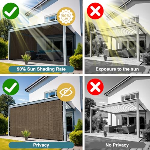 Shade&Beyond 90% Sun Shade Cloth with Grommets, 8' X 12' Pergola Shade Cover Canopy, Mesh Tarp Sun Screens for Patio, Outd...
