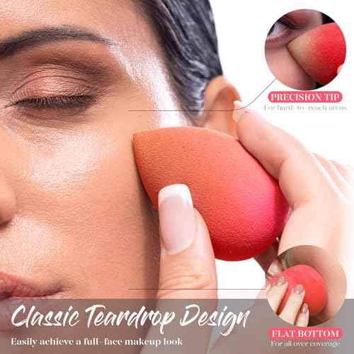 BEAKEY Makeup Sponge Set 5 Pack Micro Porous Low Absorption Soft Latex Free Foundation Beauty Sponges & Blenders for Powder Cream, Stocking Stuffers for Women
