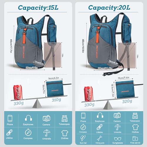 BECOJADDE 20L Small Hiking Backpack for Men Women Foldable Packable Back Pack Ultralight Hiking Daypack for Travel Camping...