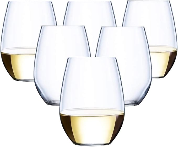 Oojami 36 Count Stemless Unbreakable Crystal Clear Disposable Plastic Wine Glasses - Small Size 10 ounces