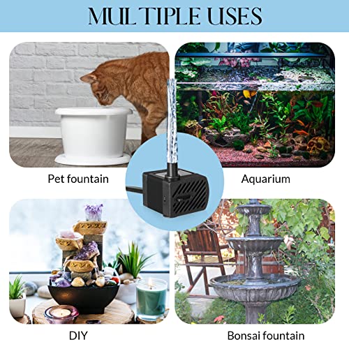 Set of 6 Fountain Pump Mini Small Water for Aquarium 50GPH 3W Submersible Water Quiet Water Fountain Pump with 3.3 ft Tube...