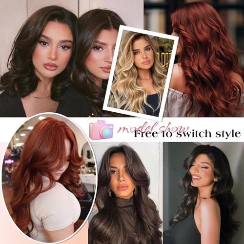 Royaomis Clip in Hair Extensions Real Human Hair, 16inch 120g 7pcs Human Hair Clip in Extensions for Women, Remy Red Hair Extensions Clip Ins, Soft & Natural Human Hair Extensions£¨16-#M30_33£©