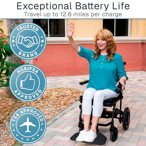 Vive Lightweight Electric Wheelchair for Adults - Foldable Power Wheel Chair - Collapsible, Folding, Ultralight, Motorize...