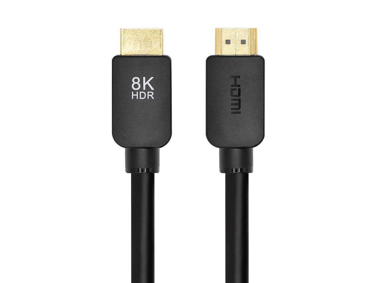 Monoprice 8K Ultra High Speed HDMI Cable - HDMI 2.1, 8K@60Hz, 4K@120Hz, 48Gbps, HDR, VRR, 15ft, No Logo, Black- Pack of 1