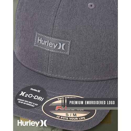 Hurley Mens Baseball Cap - Lightweight H2O-DRI Breathable Moisture Wicking Curved Brim Fitted Hats for Men