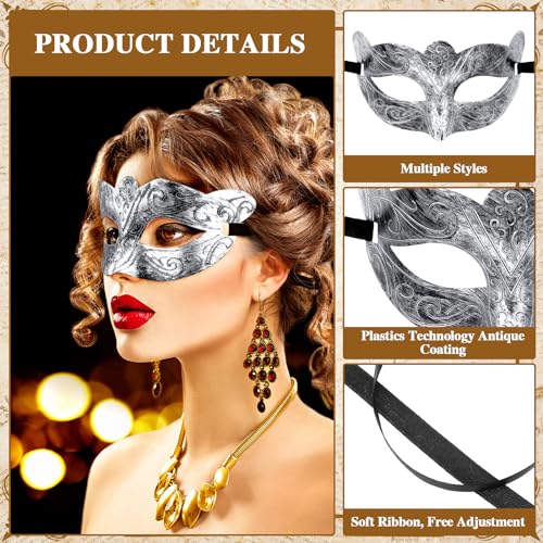 Jenaai 50 Pcs Couple Masquerade & Venetian Mardi Gras Halloween Carnival Mask for Women & Men Costume Ball Party