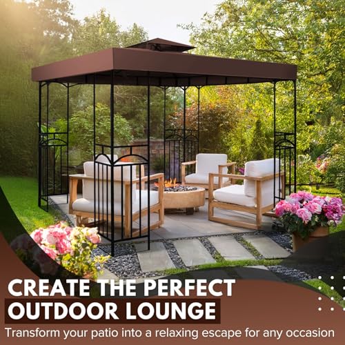 Flexzion Gazebo Cover Replacement Canopy Top 12x12 Ft (3.6m x 3.6m) - Double Tier Top Canopy Cover Replacement with UV30+,...